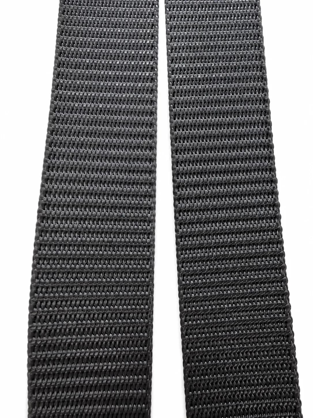 Dense black webbing for belts and watch straps